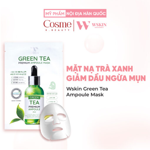 Mặt nạ trà xanh giảm dầu ngừa mụn Wskin Green Tea Ampoule Mask