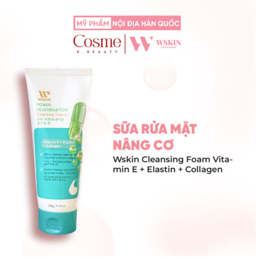 Sữa Rửa Mặt Nâng Cơ Wskin Cleansing Foam Vitamin E + Elastin + Collagen