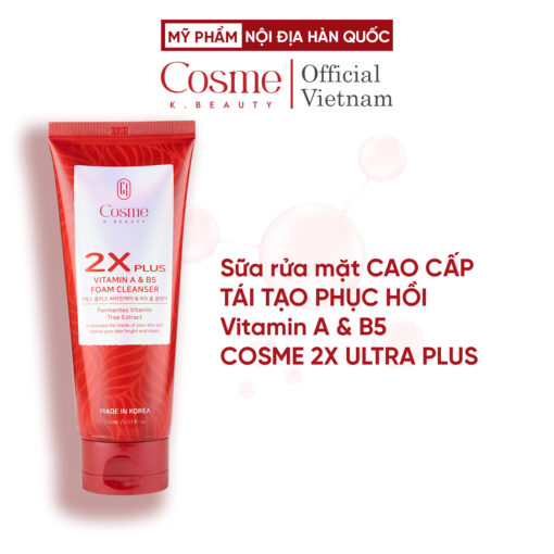 Sữa rửa mặt CAO CẤP TÁI TẠO PHỤC HỒI Vitamin A & B5 COSME 2X ULTRA PLUS